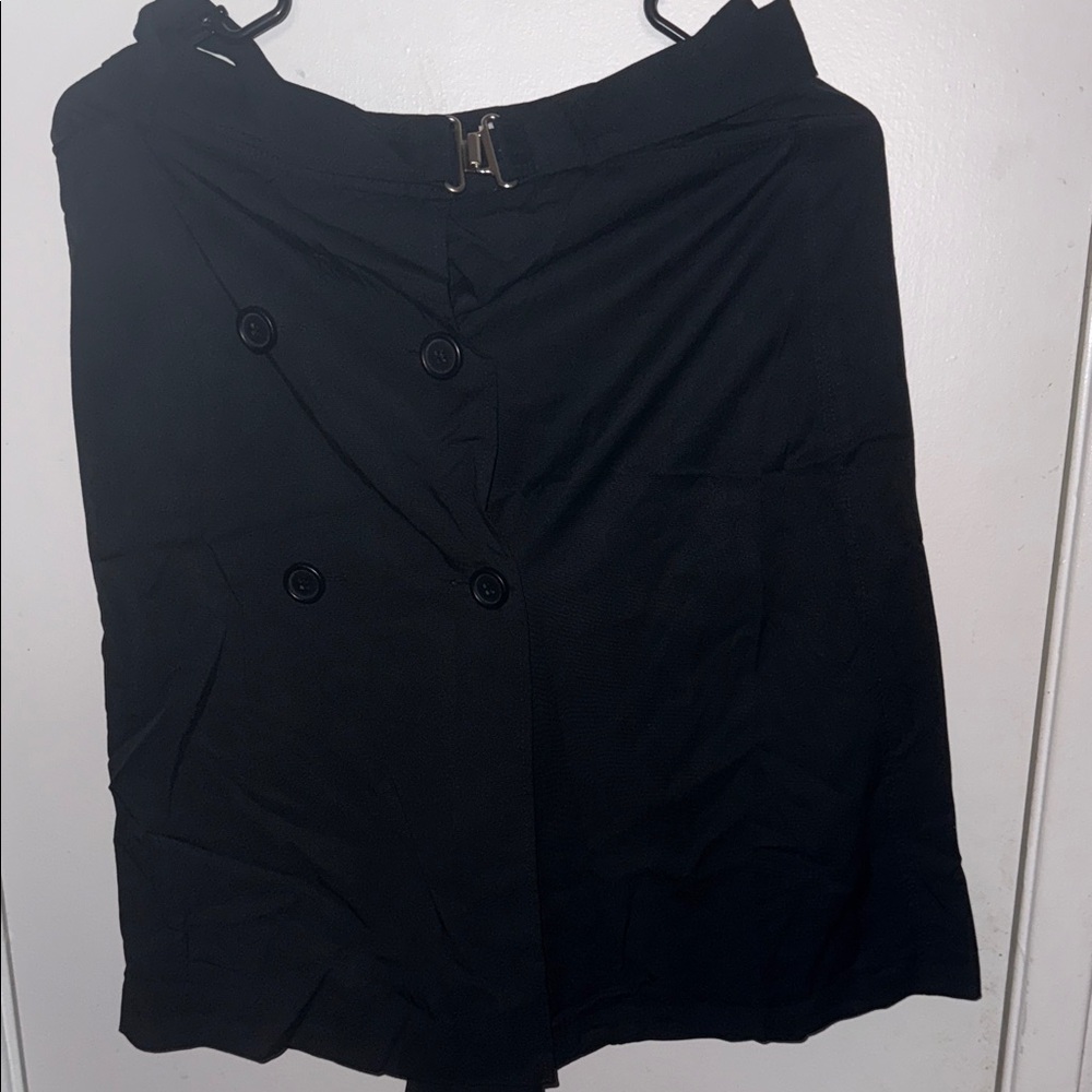 LOFT Black Mini Skirt with Button Detail
